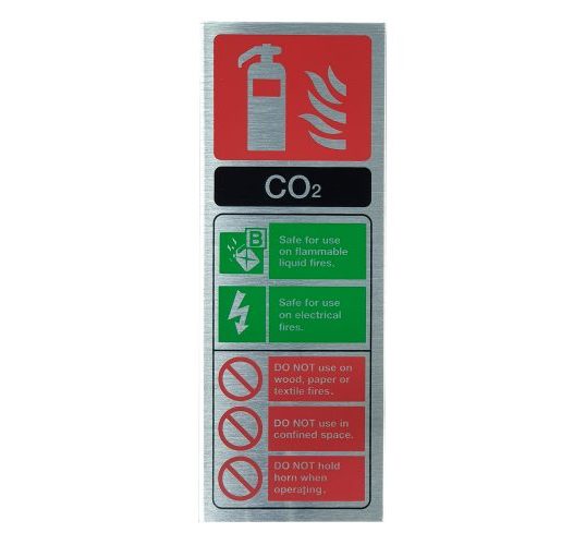 CO2 fire extinguisher stainless steel safety sign
