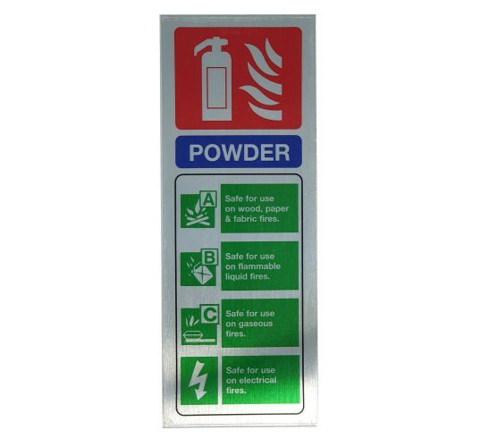 Powder fire extinguisher stainless steel safety sign