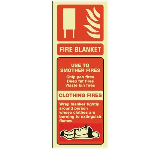 Fire blanket safety sign