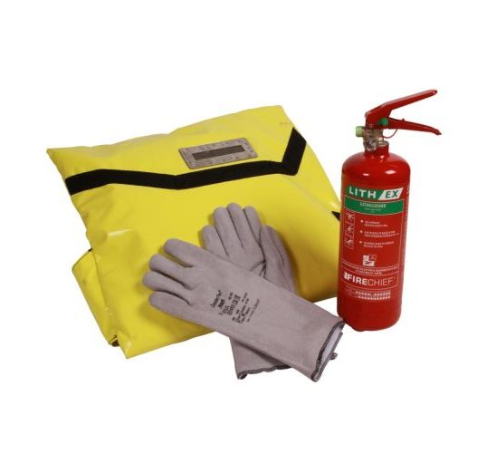Firechief lithum battery lith-ex fire extinguisher, gloves and bag in suppression kit
