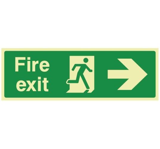 Fire exit sign with right arrow
