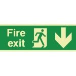Fire Exit Arrow Down Sign (300x100mm)