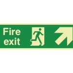 Fire Exit Arrow Up Right Sign (300x100mm)