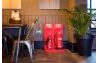 Double CO2 and water fire extinguisher stand in red