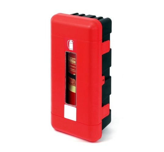 Single fire extinguisher cabinet in red