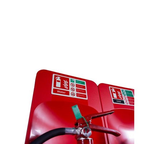 Commander double fire extinguisher stand in red