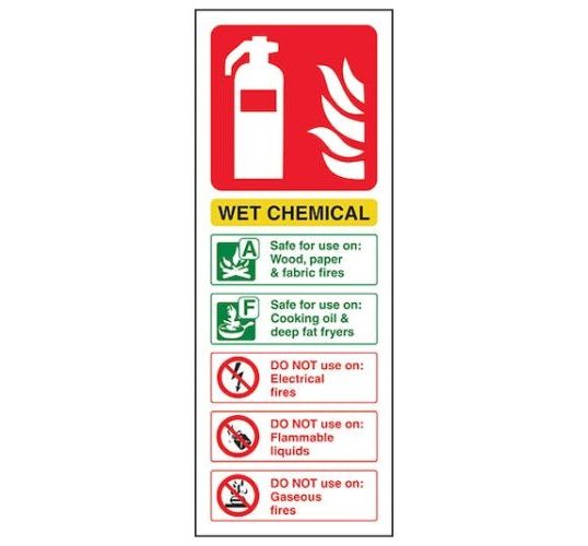 Wet chemical fire extinguisher sign 75x200 | Fire Safety Equipment