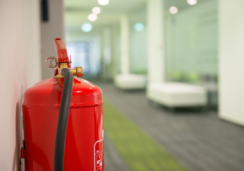 Hallway with fire extinguisher